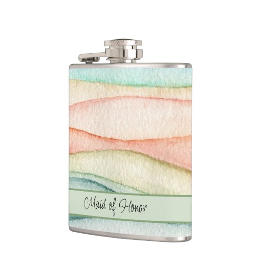 Maßgeschneiderte Trauzeugin Wasserfarbenstrecken Flachmann (Links)