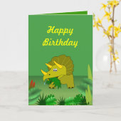 Maßgeschneiderte Triceratops Dinosaur Happy Birthd Karte (Gelbe Blume)