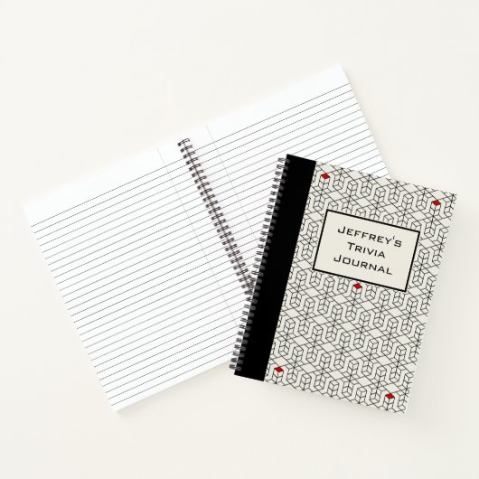 Maßgeschneiderte Trivien mit Schwarz und Weiß Notizblock (Innenseite)