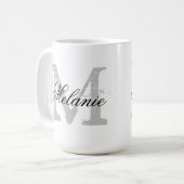Maßgeschneiderte überdimensionale Typografie Monog Kaffeetasse (Vorderseite Links)