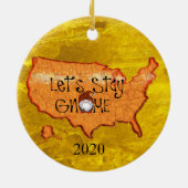 Maßgeschneiderte US-Karte Lasse Weihnachtsgnomes B Keramik Ornament (Hinten)