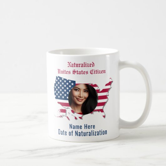 Maßgeschneiderte USA Flag Map Naturalized Citizen Kaffeetasse (Rechts)