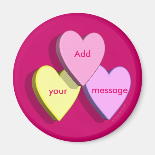 Maßgeschneiderte Valentine Candy Hearts Magnet (Vorne)