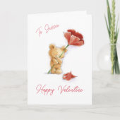 Maßgeschneiderte Valentine mit Teddy und Blume Karte (Vorderseite)