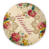 Maßgeschneiderte Vintage Blume und Spitzen Keramikknauf (Vorderseite)