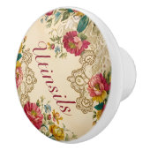 Maßgeschneiderte Vintage Blume und Spitzen Keramikknauf (Rechts)