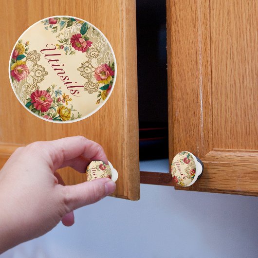 Maßgeschneiderte Vintage Blume und Spitzen Keramikknauf