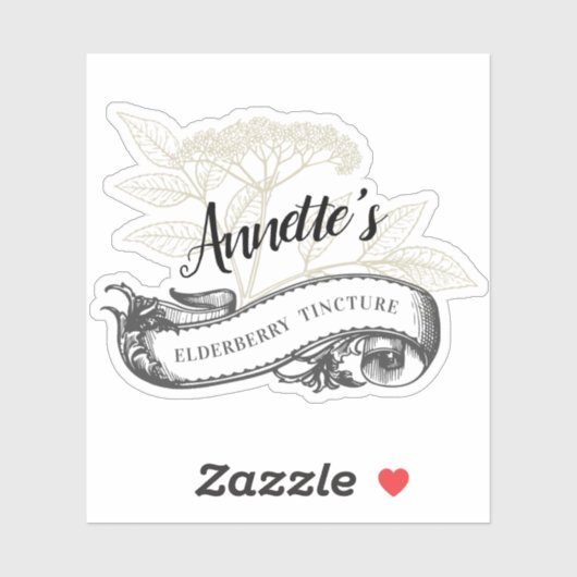Maßgeschneiderte Vintage Elderberge oder Elderflow Aufkleber (Blatt)