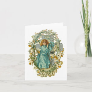 Maßgeschneiderte Vintage Engel- und Kreuz-Karten Feiertagskarte