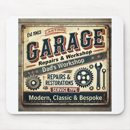 Maßgeschneiderte Vintage Garage Mouse Mat Mousepad (Vorne)
