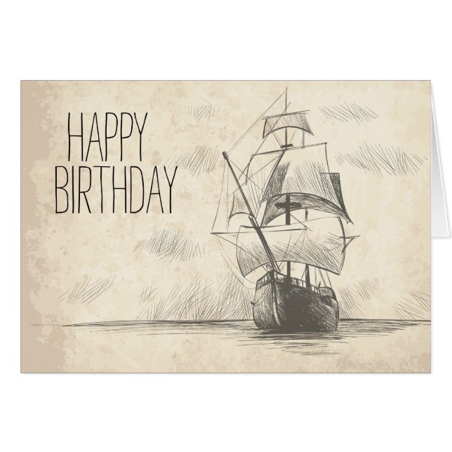 Maßgeschneiderte Vintage, handgezeichnet Schiffski (Vorderseite (Horizontal))