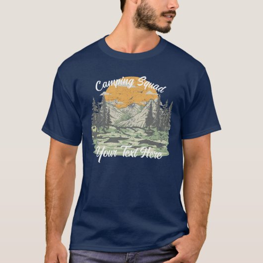 Maßgeschneiderte Vintage Moderne Camping Wanderfam T-Shirt (Vorderseite)