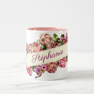 Maßgeschneiderte Vintage Niedliche Girly Floral Br Zweifarbige Tasse