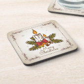 Maßgeschneiderte Vintage Weihnachtskerze Getränkeuntersetzer (Linke Seite)