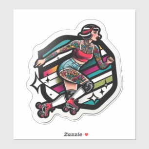 Maßgeschneiderte Vinyl-Aufkleber: Roller Girl Aufkleber