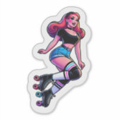 Maßgeschneiderte Vinyl-Aufkleber: Roller Girl Aufkleber (Vorderseite)