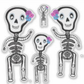 Maßgeschneiderte Vinyl Sticker Happy Skelette (Vorderseite)