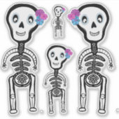 Maßgeschneiderte Vinyl Sticker Happy Skelette (Vorderseite)