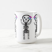 Maßgeschneiderte Vinyl Sticker Happy Skelette Kaffeetasse (VorderseiteRechts)