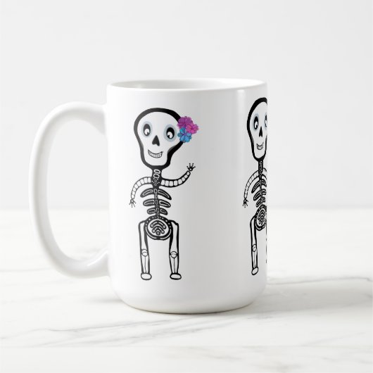 Maßgeschneiderte Vinyl Sticker Happy Skelette Kaffeetasse (Links)