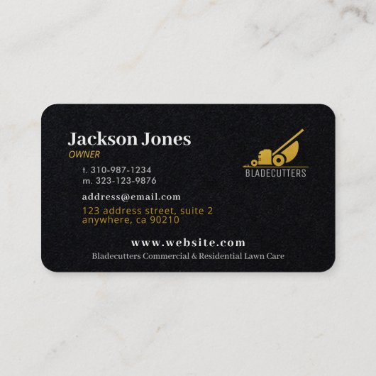 Maßgeschneiderte Visitenkarten für den Rasenmäher Visitenkarte (Rückseite)