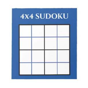 Maßgeschneiderte Vorlage 4 x 4 Sudoku Blau Notizblock