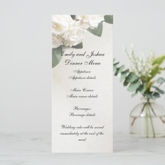 Maßgeschneiderte Vorlage für das Menü "Hochzeitses (Stehend Vorderseite)