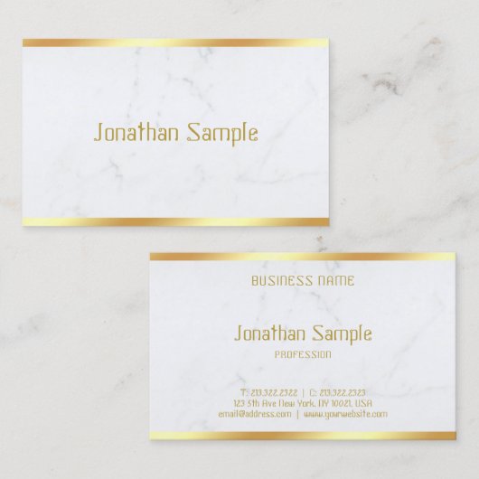Maßgeschneiderte Vorlage für den Goldtext aus weiß Visitenkarte (Vorne/Hinten)