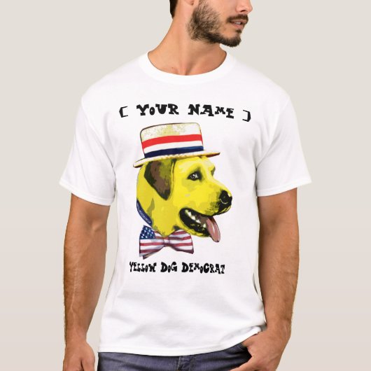 Maßgeschneiderte Vorlage - Gelber Hundedemokratie T-Shirt (Vorderseite)
