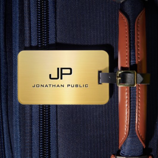 Maßgeschneiderte Vorlage Modernes Monogram Metalli Gepäckanhänger (Vorderseite Insitu 4)