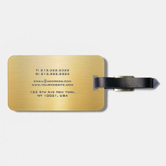 Maßgeschneiderte Vorlage Modernes Monogram Metalli Gepäckanhänger (Rückseite horizontal)