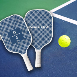 Maßgeschneiderte Vorläufe für Cobalt Blue Plaid Pickleball Schläger