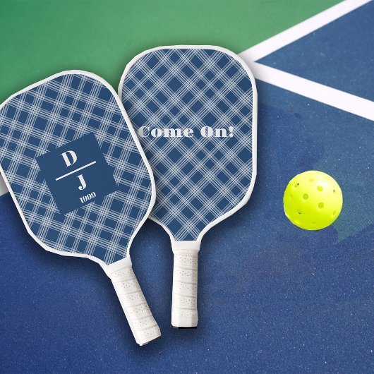 Maßgeschneiderte Vorläufe für Cobalt Blue Plaid Pickleball Schläger