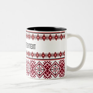 Maßgeschneiderte Vyshyvanka Ukrainische Stickerei Zweifarbige Tasse