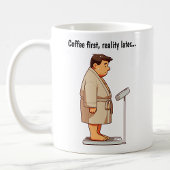 Maßgeschneiderte Waage für das Gewicht des Cartoon Kaffeetasse