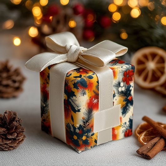 Maßgeschneiderte warme Töne und Kiefernweihnachtsw Geschenkpapier
