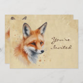 Maßgeschneiderte Wasserfarbe, Fox Animal Birthday  Einladung (Vorne/Hinten)