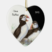 Maßgeschneiderte Wasserfarbe I Liebe Puffins Vögel Keramik Ornament (Rechts)