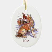 Maßgeschneiderte Wasserfarben-Howling-Coyotes Tier Keramik Ornament (Hinten)