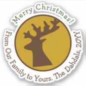 Maßgeschneiderte Weihnachten der Reindeer Bronze G Aufkleber (Vorderseite)