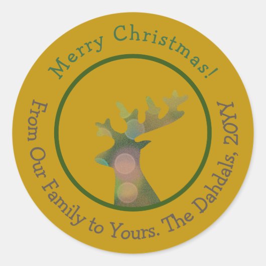 Maßgeschneiderte Weihnachts-Bokeh-Rentier Green & Runder Aufkleber (Vorderseite)