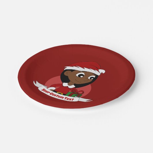 Maßgeschneiderte Weihnachts-Cartoon Pappteller (Schrägansicht)