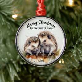 Maßgeschneiderte Weihnachts-Igel Eins I Liebe Ornament Aus Metall