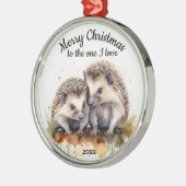 Maßgeschneiderte Weihnachts-Igel Eins I Liebe Ornament Aus Metall (Links)