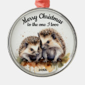 Maßgeschneiderte Weihnachts-Igel Eins I Liebe Ornament Aus Metall (Vorne)