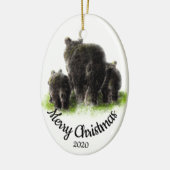 Maßgeschneiderte Weihnachtsbär Familienart Keramik Ornament (Links)