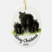 Maßgeschneiderte Weihnachtsbär Familienart Keramik Ornament (Hinten)
