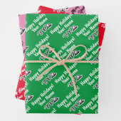 Maßgeschneiderte Weihnachtsblätter für Golfer Geschenkpapier Set (Beispiel)