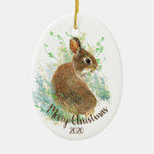 Maßgeschneiderte Weihnachtsfeiertage Niedliche Bun Keramik Ornament (Vorne)