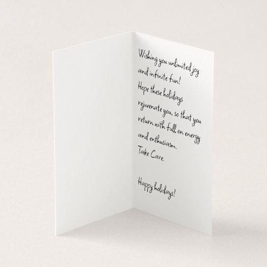 Maßgeschneiderte Weihnachtsgrüßkarte (Innenseite)